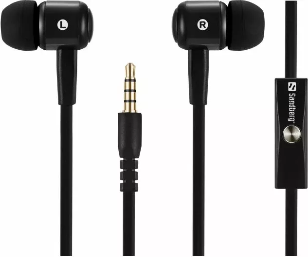 Kufje in-ear Sandberg Speak'n Go 125-62 me mikrofon, 3.5mm, kabllo 1.2m, të zeza, set me 2 palë maja