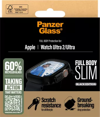 Mbrojtës ekrani dhe trupi PanzerGlass Snappie Full Body Slim për Apple Watch Ultra 2, i zi