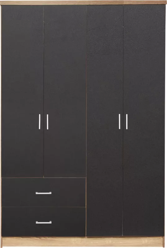 Dollap 4 dyer me 2 sirtarë FH339.04 Sonama-Gri 120x42x181cm