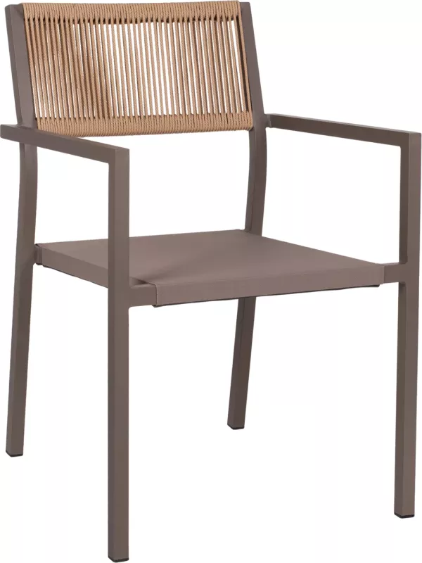 Karrige profesionale alumini, ngjyrë shampanje, me shpinë PE rattan, FH5893.03, 55.5x58.5x83 cm