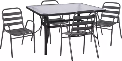Set kopshti tavolinë & karrige Prelude FH21032, 5 pjesë, hiri/alumin