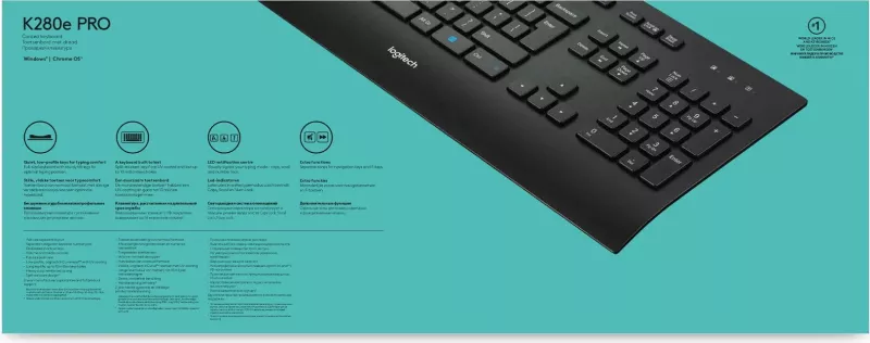 Tastierë Logitech K280e për Biznes, Full-size (100%), Wired, USB, QWERTY, E zezë