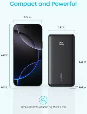 Powerbank Anker Zolo A110E 20000 mAh 22.5W me kabllo USB-C të integruar, e bardhë