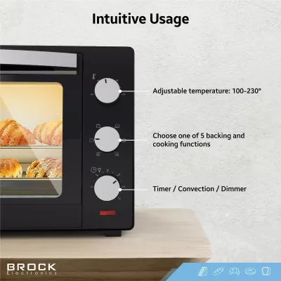 Mini furrë elektrike Brock TO 3001 BK, 30L, 1500W, e zezë