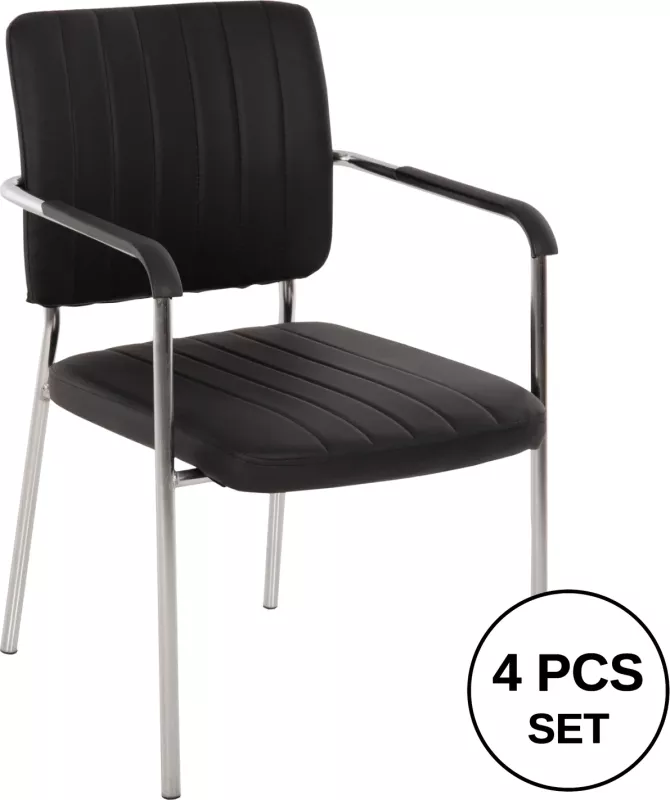 Karrige për konferenca me krahë FH1070.01 e zezë 56,5x59x85 cm, set prej 4 copë