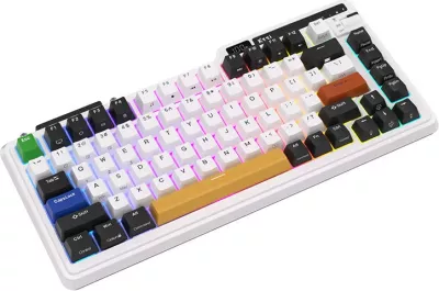 Tastierë mekanike wireless Royal Kludge KZZI K75 pro RGB, 82 taste, bardhë/zezë