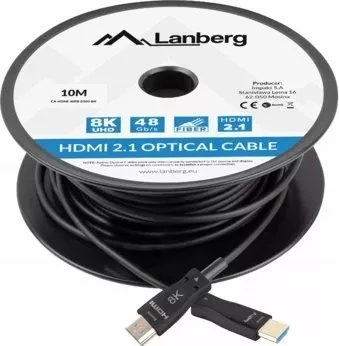 Kabllo HDMI Lanberg CA-HDMI-30FB-0100-BK 10 m HDMI 2.1 AOC 8K, e zezë, në bobinë