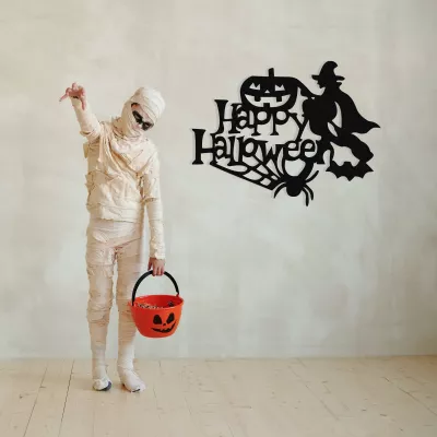 Aksesor muri dekorativ metalik Wallity, Halloween, 53x41cm, i zi