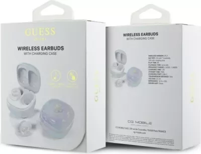 Kufje Bluetooth Guess GUTWSJ144ESH TWS me stacion dokimi, të bardha