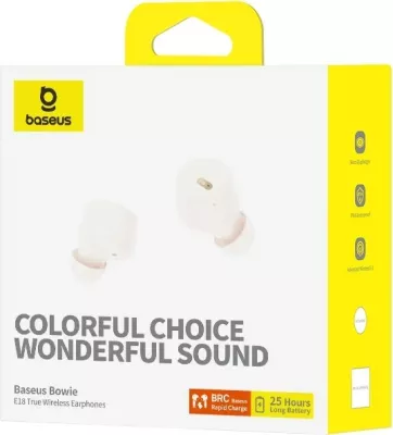 Dëgjuese Baseus Bowie E18, True Wireless Stereo (TWS), Bluetooth, të bardha
