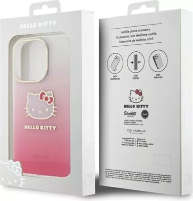Mbështjellës Hello Kitty IML Gradient Electrop Kitty Head për iPhone 15 Pro Max, rozë