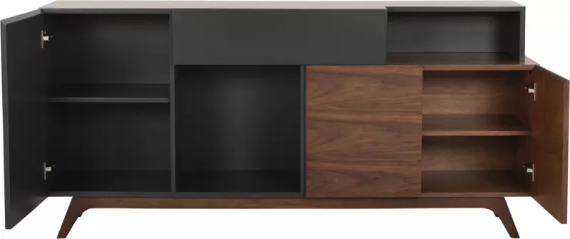 Bufe PREDA, MDF, ngjyrë arre dhe gri e errët, 167x28-40x80H cm
