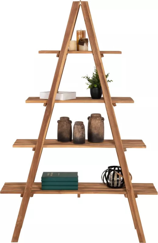 Raft librash STAM, dru teak, ngjyrë natyrale, 120x33x180H cm