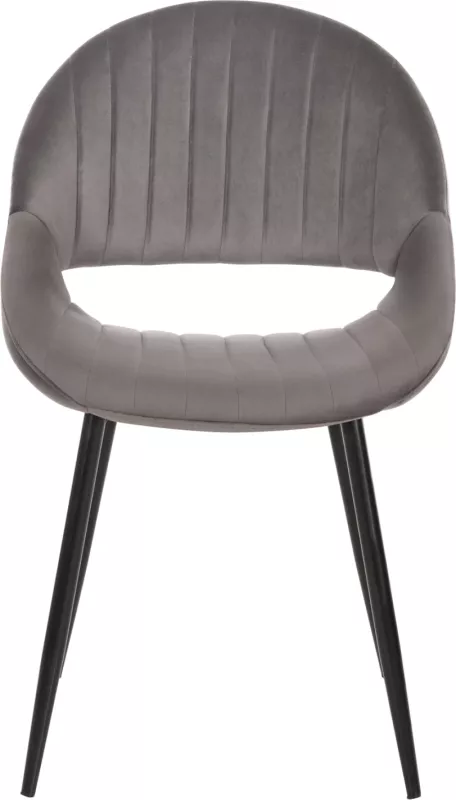 Karrige për ngrënie ODEN FH9001.01, kadife gri, këmbë metalike të zeza, 52x55x84H cm