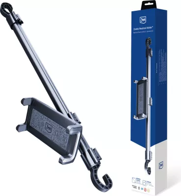 Mbajtës për mbështetëse koke për makinë 3mk Double Headrest Holder, për tablet ose celular, i zi