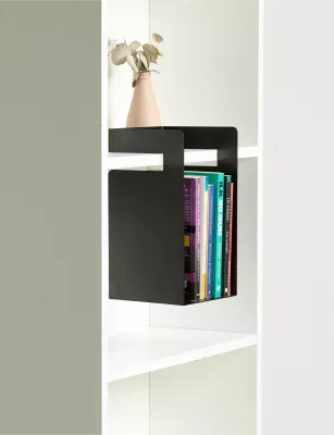 Mbajtës librash Skye Decor, formë kube, ngjyrë e zezë