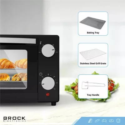 Furrë elektrike mini Brock TO 9001 B, 9 L, 650 W, me konvekcion, e zezë
