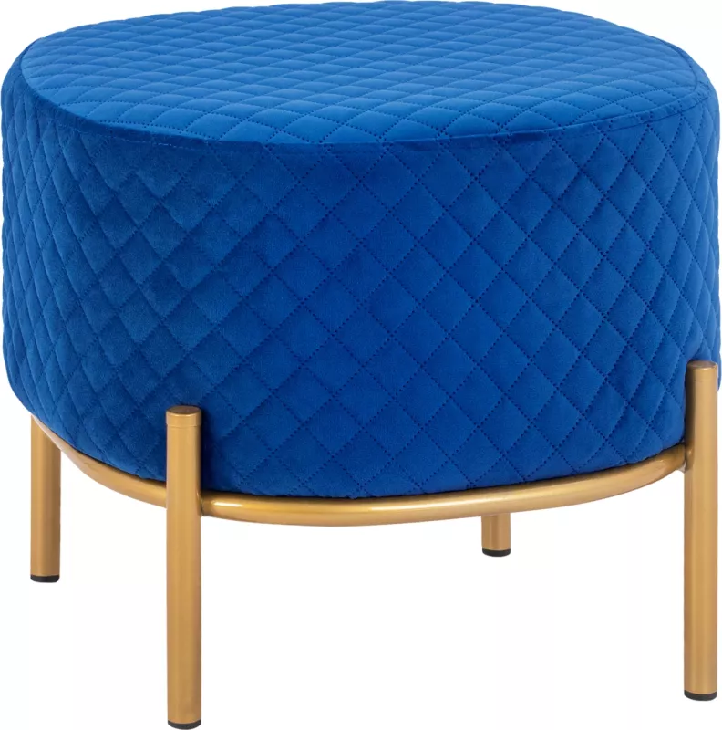 Karrige për bar Sinta, kadife blu, bazë ari, FH8638.08, 42x42x38 cm
