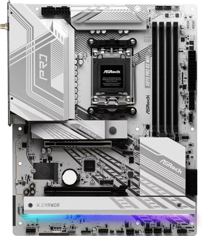 Pllakë amë ASRock X870 Pro RS WiFi, Socket AM5, DDR5-SDRAM, 256 GB, E bardhë