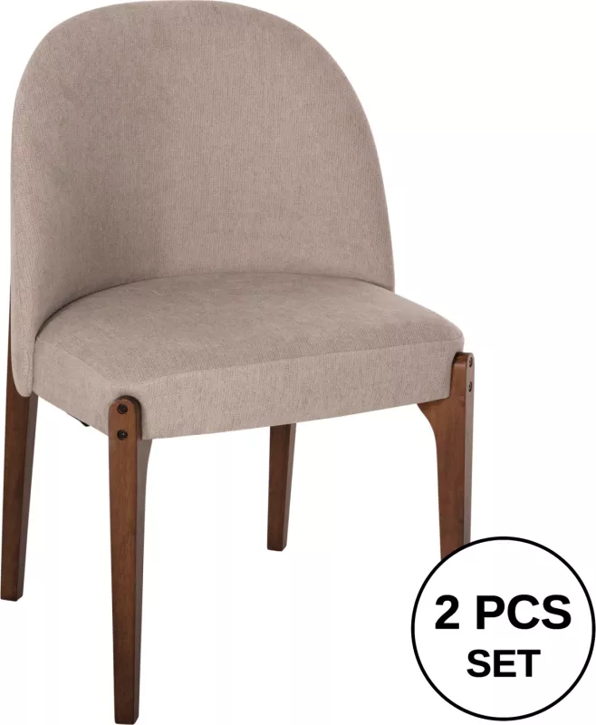 Karrige ngrënieje RAMMER FH9744.02 dru gome, ngjyrë arre, pëlhurë ecru, 57x55x86H cm., set prej 2 copë
