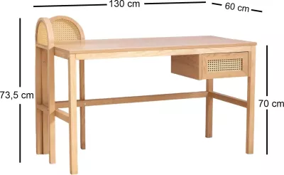 Tavolinë studimi Hanah Home, Nala 130, ngjyrë natyrale