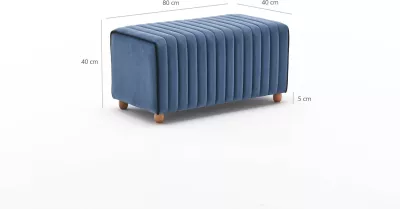 Puf Mabel, kadife blu, trup druri, 80x40x40cm