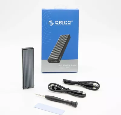 Kasë eksternë për SSD M.2 NVMe Orico M2PV-C3-BK-BP-HW, USB-C 3.2 Gen 2 10Gbps, deri 2TB, me 2 kabllo, e zezë