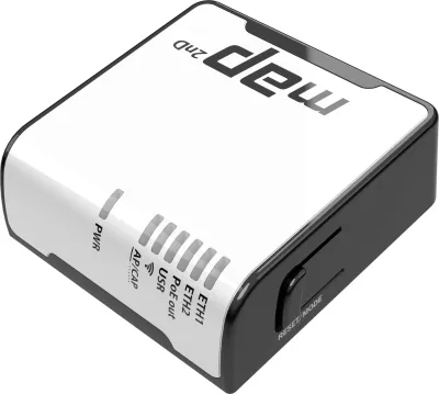 Access Point MikroTik mAP, 2.4 GHz, 10,100 Mbit/s, i zi dhe i bardhë