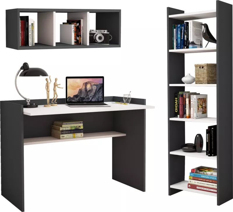Set për zyre FH11776.13 3PCS melaminë në ngjyrë gri dhe të bardhë
