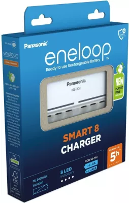 Karikues i baterive Panasonic Eneloop Smart 8 BQ-CC63, i bardhë