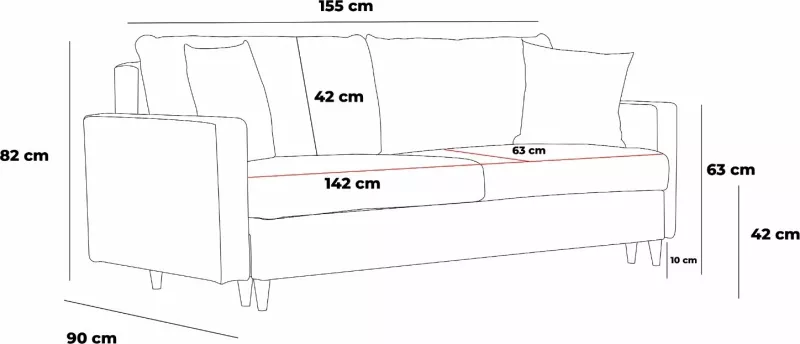 Divan dy ulës, ngjyrë gri, Eva, Atelier del Sofa