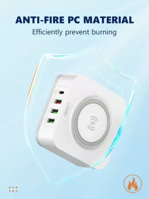 Karikues wireless LDNIO AW004, 32W, 3x USB-A + 1x USB-C, PD/QC, i bardhë