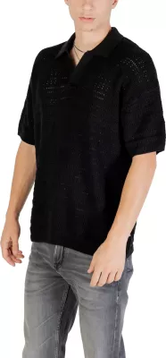 Xhemper polo me mëngë të shkurtra për meshkuj Only & Sons ONSGRAYSON DS 5 CHOCHET 22031835, i zi [Madhësia: XXL]