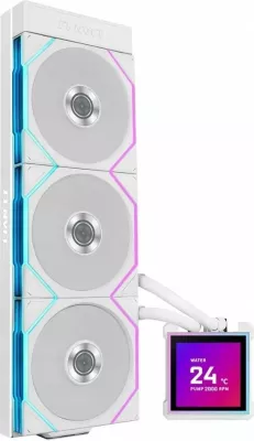 Ftohës me ujë AIO Lian Li HydroShift II LCD-S 360TL (GHS2LCDS36TW) 360mm, ARGB, LCD 2.8", e bardhë, set me 3 ventilatorë