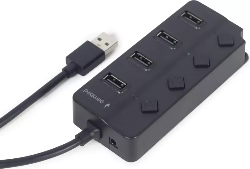 Hub Gembird, 4 x USB 2.0, e zezë