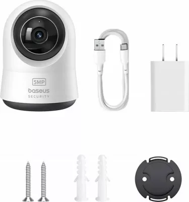 Kamerë sigurie e brendshme Baseus P1 Pro 3K 5MP Wi‑Fi Pan/Tilt 360° MicroSD deri 256GB, e bardhë