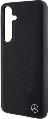 Mbështjellës Mercedes Leather Debossed Line MagSafe për Samsung Galaxy S24, i zi