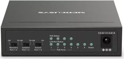 Switch Mercusys MS106LP, 6-Port, 4-Port PoE+, bardhë-zi