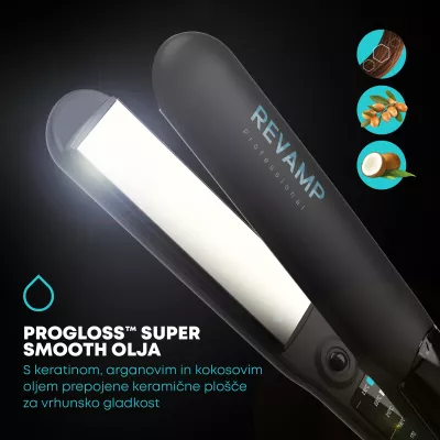 Drejtues flokësh Revamp Progloss Steamcare ST-1600, me avull, 150–230°C, pllaka qeramike, me mat silikoni