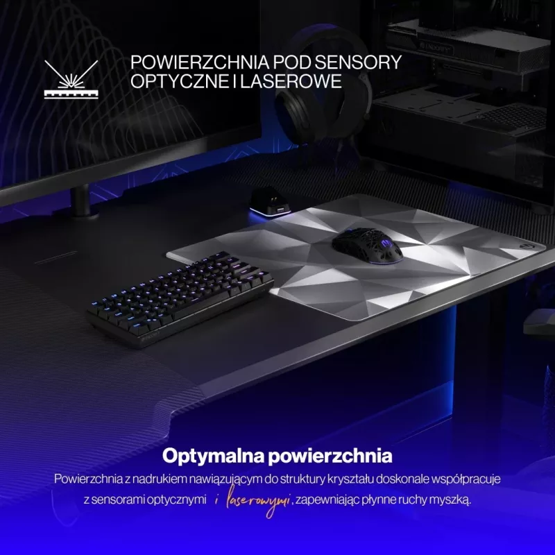 Mauspad Endorfy Crystal Black L, për lojtarë, ngjyrë bardhë e zi