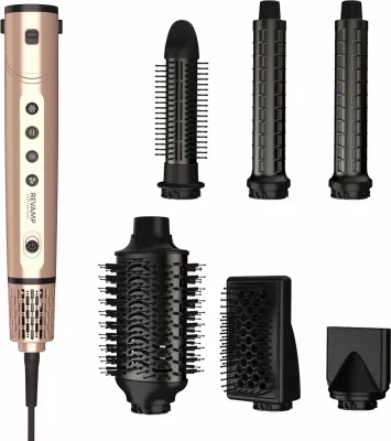 Tharëse flokësh me stilues Revamp Dynamic Radiance Pro DR-2850GD, 6 aksesorë, jonike, 110000 RPM, rozë e artë, set