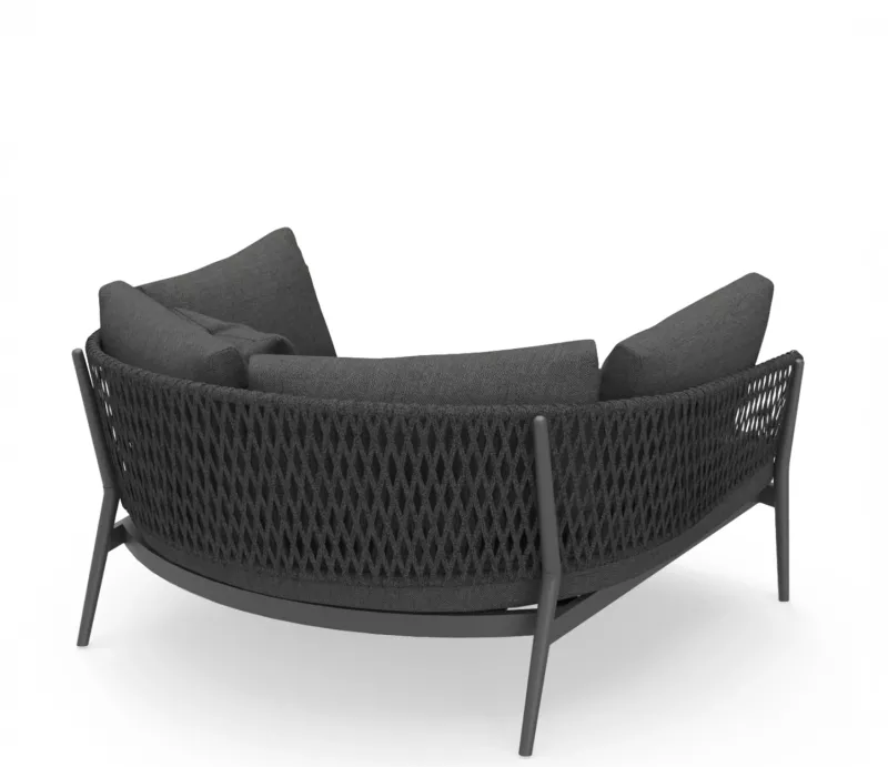Daybed 2-vendësh CAMELLIA, alumin i zi, litar poliestër, jastëkë OLEFIN, 164x144x70cm
