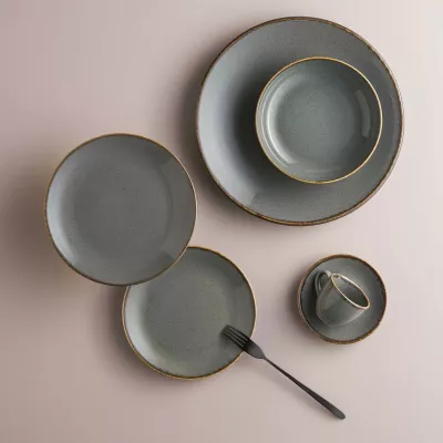 Pjatë pice Porland Seasons Stone Ø320 mm, porcelan, gri e errët, set 6 copë