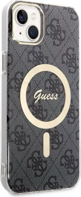 Set mbështjellës Guess GUBPP14SH4EACSK me karikues wireless për iPhone 14 6.1", i zi, MagSafe