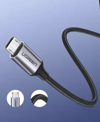 Kabllo USB-A në micro USB UGREEN 60146 1m 2.4A USB 2.0, e zezë