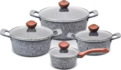 Set i tenxhereve PROMIS GRANITE, tigan 16 cm, tenxhere 20,24,28 me doreza kafe