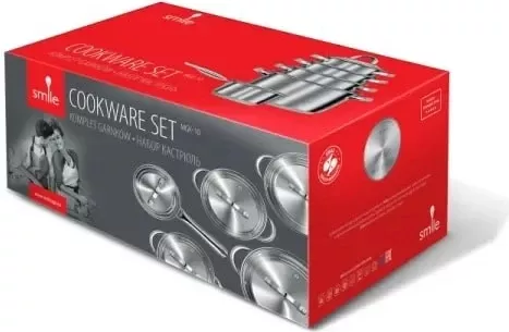 Set enësh gatimi Smile MGK-10, 10 pjesë, çelik inoks, kapakë xhami