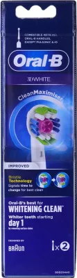 Koka zëvendësuese Braun ORAL-B 3D White Clean Maximiser, 2 copë, Bardhë