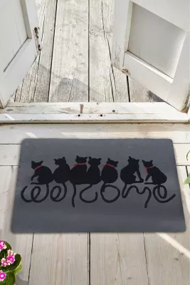 Tapet PVC për derë, dizajn me mace, shumëngjyrësh, 40x60cm