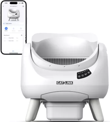 kuti inteligjente për rërë mace CATLINK Open X C08 Scooper, kontroll me aplikacion, Wi‑Fi 2.4/5 GHz, 12 L kontejner mbeturinash, e bardhë